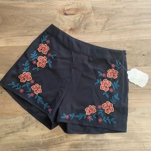 Altard State Black Shorts with Embroidery Detail
